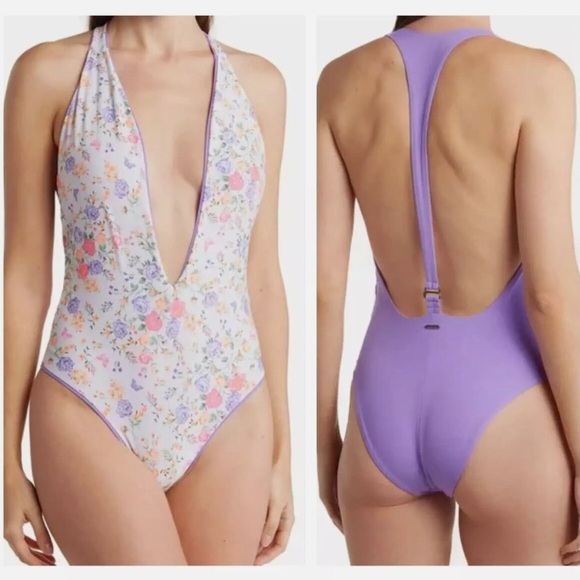 Maaji Floral and Lavender One Piece Swimsuit - Picture 1 of 4